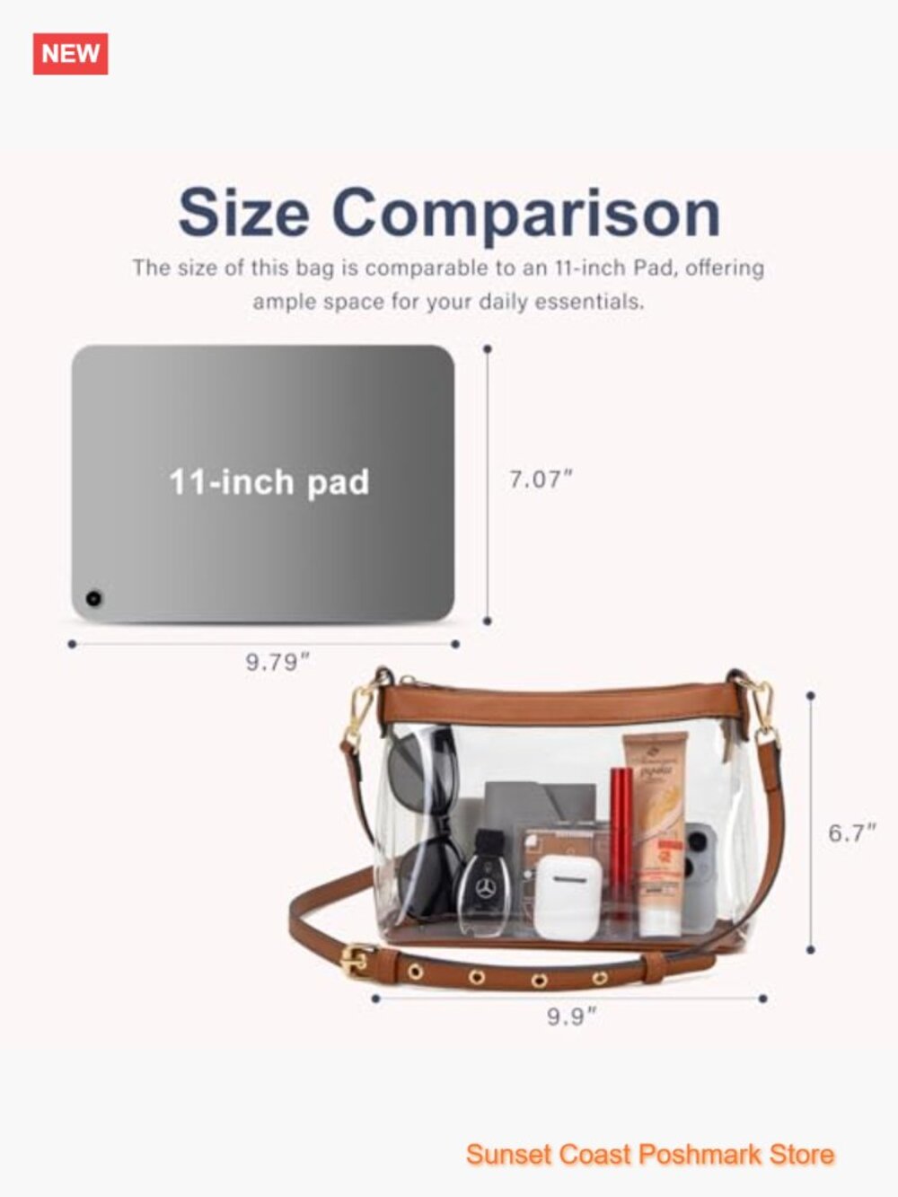 Clear Crossbody Bag Stadium Approved Clear Purse PVC - Picture 4 of 7